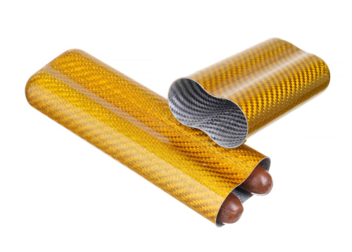 Чехол Lubinski на 2 сигары, золотистый карбон фото 2