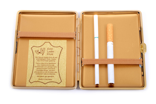Портсигар Stoll на 28 сигарет 100 мм, натуральная кожа, Черный фото 4