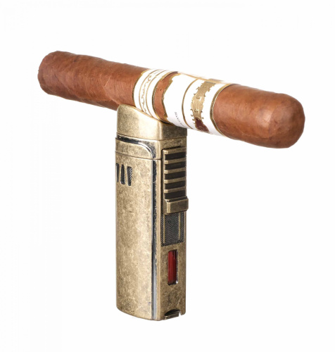 Зажигалка сигарная Passatore, тройное пламя, с пробойником и сигарным ложементом, античная медь фото 5