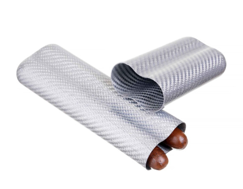 Чехол Lubinski на 2 сигары, серый карбон фото 2