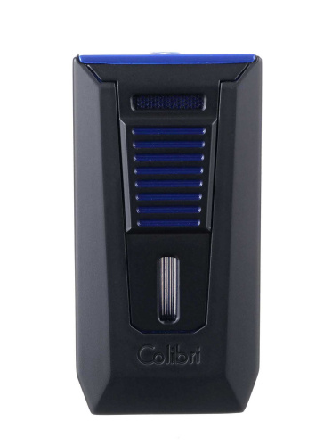 Зажигалка сигарная Colibri Slide, двойное пламя, черно-синяя