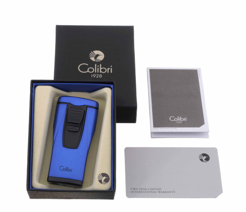 Зажигалка сигарная Colibri Monaco, тройное пламя, синий металлик фото 7