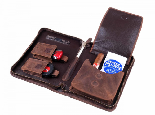 Сигарная сумка P&A на 6 сигар, натуральная кожа, коричневая фото 4