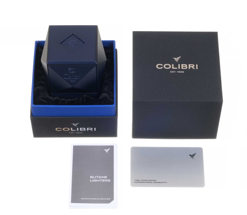 Зажигалка настольная Colibri Quasar, тройное турбопламя, Синий лак Navy фото 3