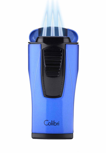 Зажигалка сигарная Colibri Monaco, тройное пламя, синий металлик фото 2