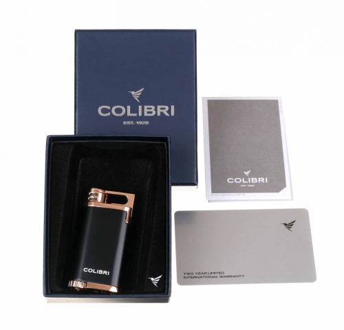 Зажигалка сигарная Colibri Belmont, черная-розовое золото фото 3