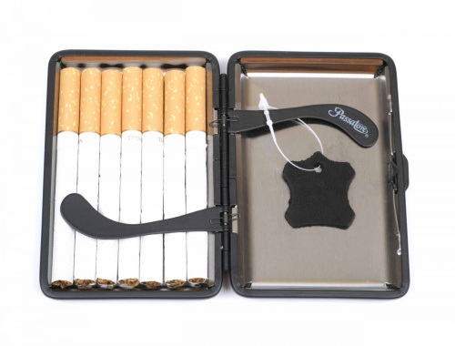 Портсигар Passatore на 14 сигарет, натуральная кожа, Черный фото 3