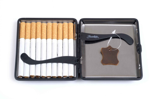 Портсигар Passatore на 20 сигарет, натуральная буйволиная кожа, Темно-коричневый фото 2