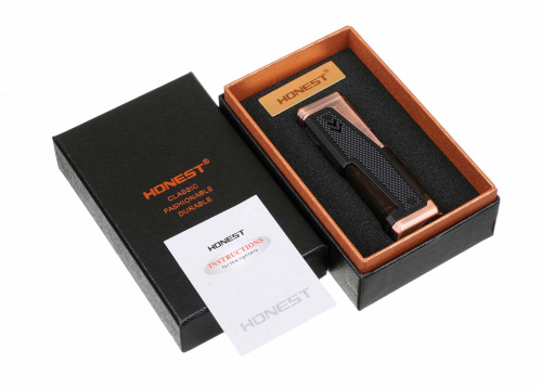 ЗАЖИГАЛКА СИГАРНАЯ HONEST, ЧЕТВЕРНОЕ ПЛАМЯ, С ПРОБОЙНИКОМ И СИГАРНЫМ ЛОЖЕМЕНТОМ, БРОНЗА фото 3