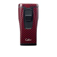 Зажигалка сигарная Colibri Monaco, тройное пламя, красный карбон