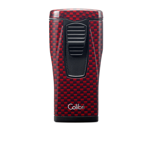 Зажигалка сигарная Colibri Monaco, тройное пламя, красный карбон