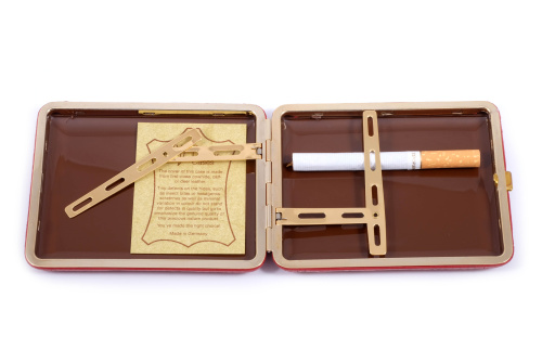 Портсигар Stoll на 18 сигарет, натуральная кожа, Красный олень фото 4