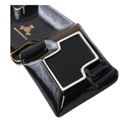 Керамическая пепельница COHIBA на 2 сигары черная фото 2