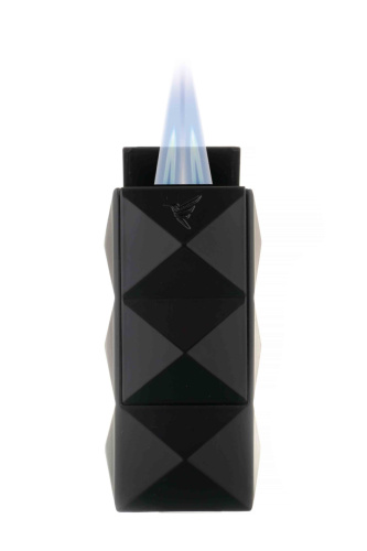Зажигалка сигарная Colibri Quasar, двойное турбопламя, черный лак фото 2