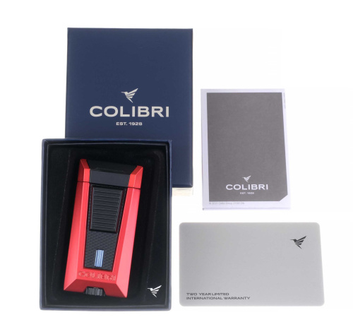 Зажигалка сигарная Colibri Stealth, тройное пламя, красный металлик фото 7