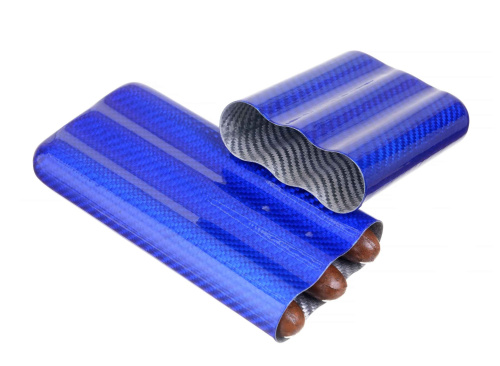 Чехол Lubinski на 3 сигары, синий карбон фото 2