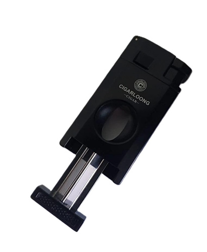 Зажигалка CIGARLOONG, двойное пламя с гильотиной и пробойником, черная фото 5