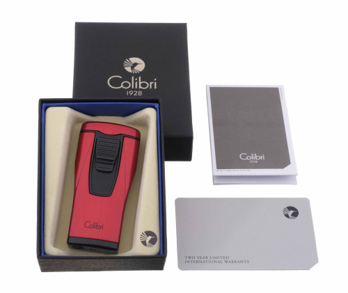 Зажигалка сигарная Colibri Monaco, тройное пламя, красный металлик фото 6