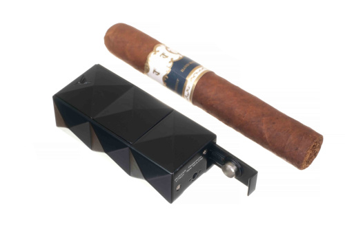 Зажигалка сигарная Colibri Quasar, двойное турбопламя, черный лак фото 6