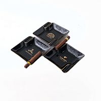 Керамическая пепельница COHIBA на 2 сигары черная