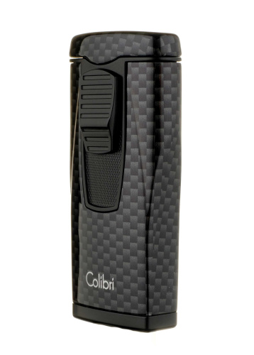 Зажигалка сигарная Colibri Monaco, тройное пламя, черный карбон фото 4