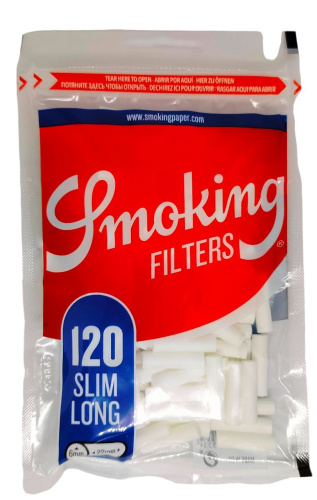 Фильтры для самокруток SMOKING Slim Long 6мм x 22мм (120шт)