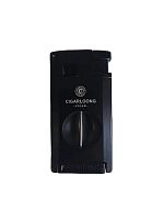 Зажигалка CIGARLOONG, двойное пламя с гильотиной и пробойником, черная