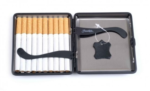 Портсигар Passatore на 20 сигарет, натуральная кожа, Черный фото 3