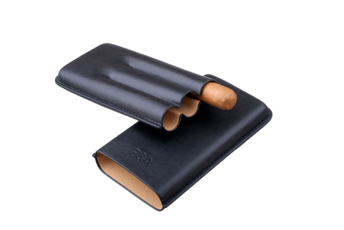 Чехол P&A на 3 сигары Cohiba Behike 56 (диаметром до 24 мм), кожа, черный фото 4