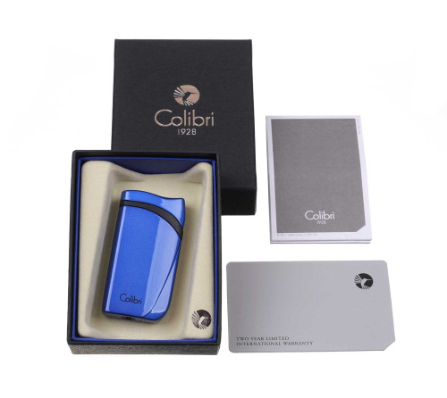 Зажигалка сигарная Colibri Falcon, синий металлик фото 3
