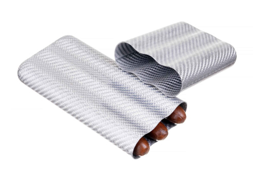 Чехол Lubinski на 3 сигары, серый карбон фото 2