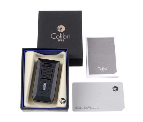 Зажигалка сигарная Colibri Slide (двойное пламя), черная фото 6