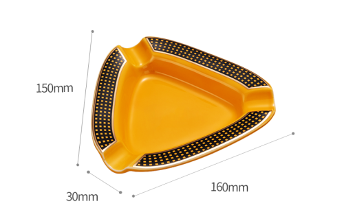 Керамическая пепельница COHIBA треугольная на 3 сигары (желтая) фото 2