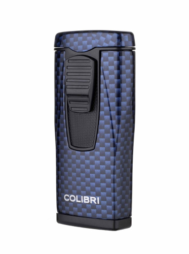 Зажигалка сигарная Colibri Monaco, тройное пламя, синий карбон фото 3