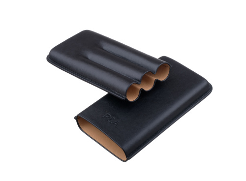 Чехол P&A на 3 сигары Cohiba Behike 56 (диаметром до 24 мм), кожа, черный фото 3