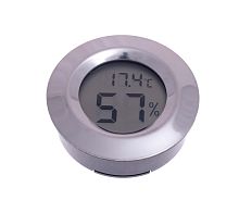 Термогигрометр цифровой круглый, серебро