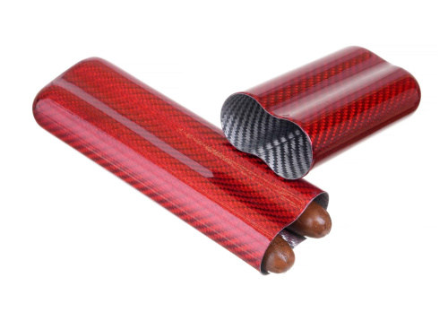 Чехол Lubinski на 2 сигары, красный карбон фото 2