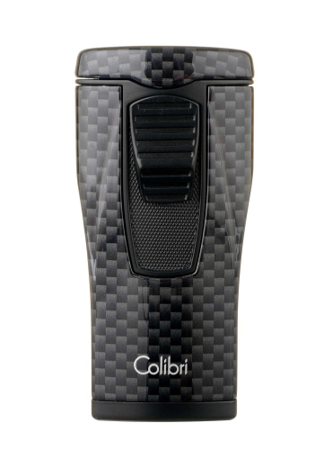 Зажигалка сигарная Colibri Monaco, тройное пламя, черный карбон фото 2